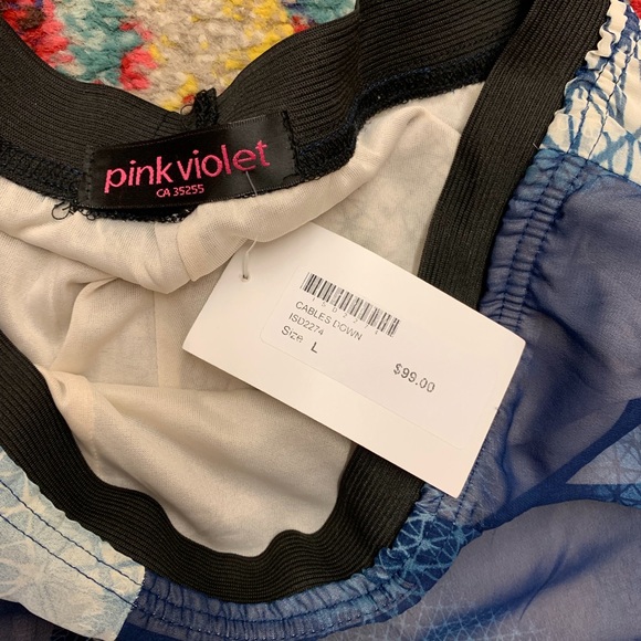 Blue Water Print Sheer Fancy Pants Size Large - Picture 6 of 8